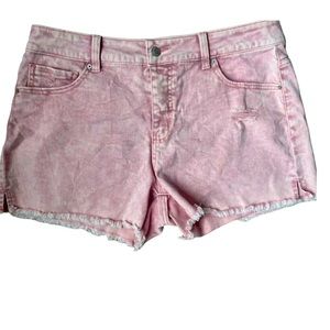 Time and Tru Women's Size 14 Pink High Rise Frayed Hem Distressed Denim Shorts